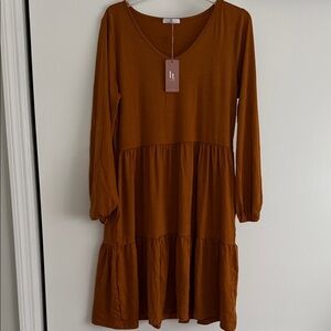 LT Women's Brown Long Sleeve Dress